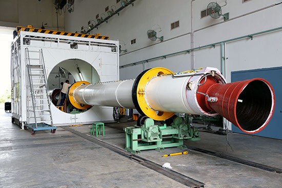 6 Preparation of one of the strap-ons before integration with PSLV-C25 6 Preparation of one of the strap-ons before integration with PSLV-C25