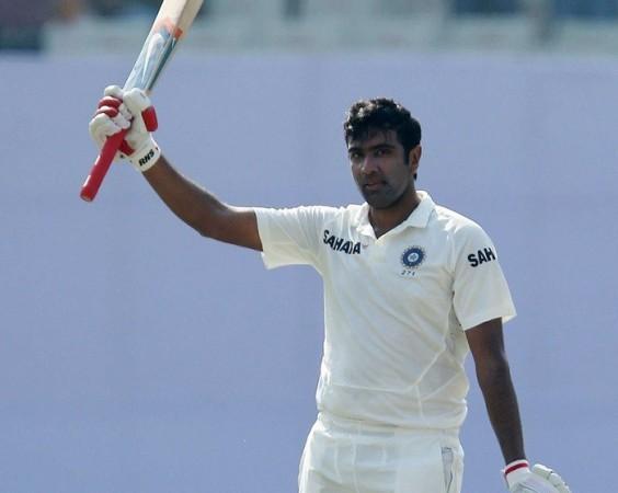 Ashwin celebrates reaching his hundred against the West Indies. BCCI R Ashwin India
