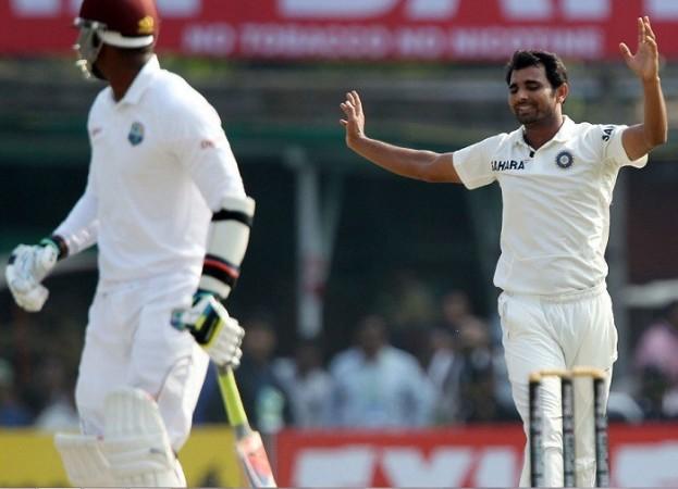 Mohammed Shami celebrates the wicket of Marlon Samuels. BCCI Mohammed Shami India