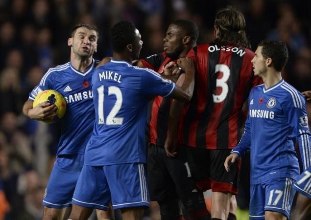 Chelsea and West Brom players clash in their English Premier League game, November 9. Reuters Chelsea West Brom Ivanovic
