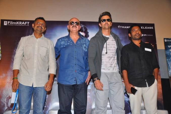 Hrithik Roshan with his father Rakesh at Krrish 3 success meet in Chennai Hrithik Roshan, Rakesh Roshan