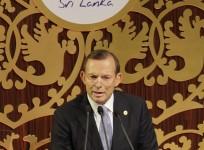 Australia's Prime Minister Tony Abbott addresses during the CHOGM opening ceremony in Colombo