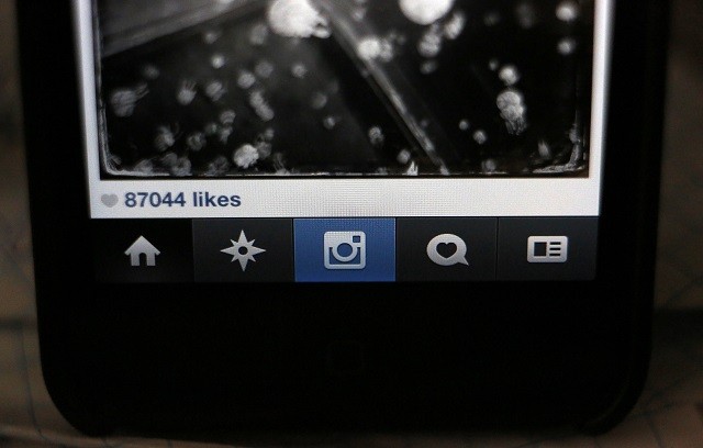 Instagram app on a mobile device screen, 2013.