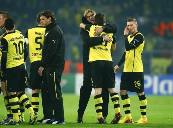 Borussia Dortmund celebrate their win over Napoli in the Champions League. Reuters Borussia Dortmund Klopp