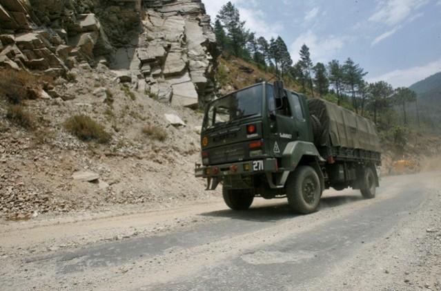 An army truck on the Tezpur-Tawang highway An army truck on the Tezpur-Tawang highway