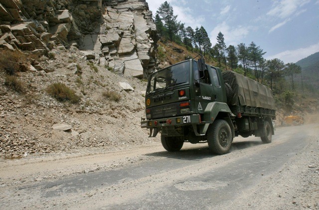 An army truck on the Tezpur-Tawang highway