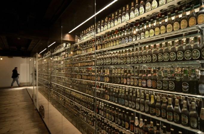 Carlsberg beer bottles are pictured in a beer museum at the Carlsberg headquarters in Copenhagen, November 5, 2013. REUTERS/Fabian Bimmer Carlsberg beer bottles are pictured in a beer museum at the Carlsberg headquarters in Copenhagen, November 5, 2013.