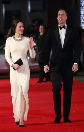 Britain's Prince William and his wife Catherine, the Duchess of Cambridge arrive for the Royal Premiere of Kate Middleton, Prince William