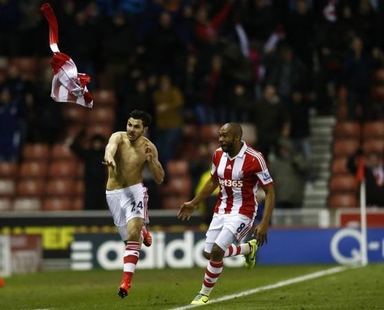 Stoke City's Assaidi celebrates after scoring the winner against Chelsea, December 7. Reuters Assaidi Stoke Palacios