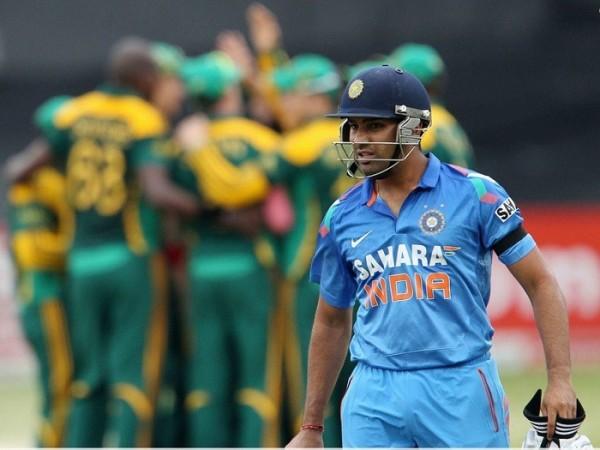 Rohit Sharma walks back to the pavilion after being dismissed by Lonwabo Tsotsobe. BCCI Rohit Sharma India South Africa