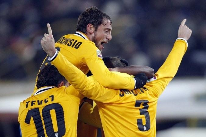 Juventus players celebrate a goal against Bologna in their Serie A match, December 6. Reuters Juventus