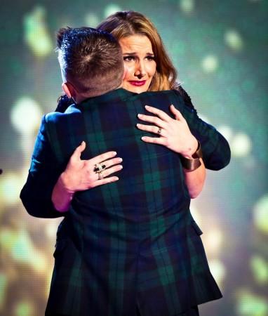 Sam Bailey hugs Nicholas McDonald after winning The X Faxtor UK 2013 Sam Bailey, Nicholas McDonald