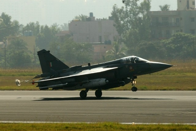 LCA Tejas makes a smooth landing at Bengaluru on Friday, 20 December 2013.