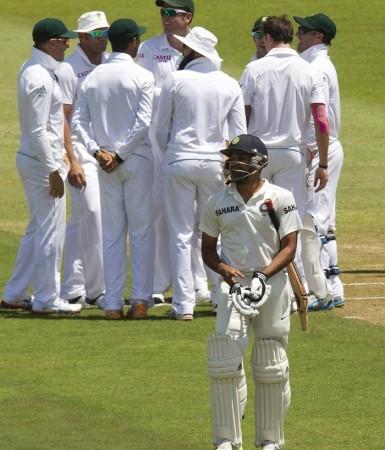 Rohit Sharma walks back after being dismissed by Dale Steyn on day two. Reuters Rohit Sharma India South Africa
