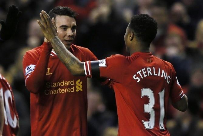 Liverpool forward Iago Aspas celebrates with Raheem Sterling after scoring against Oldham in the FA Cup, January 5. Reuters Liverpool Iago Aspas Raheem Sterling