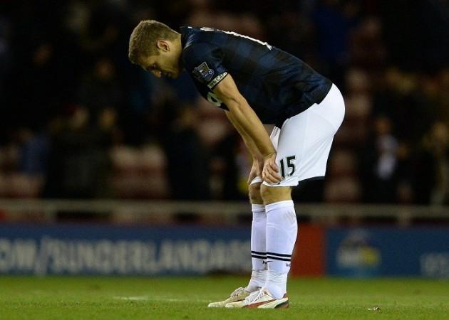 Nemanja Vidic reacts after Manchester United's defeat to Sunderland in the Capital One Cup semifinal first leg. Reuters Manchester United Nemanja Vidic