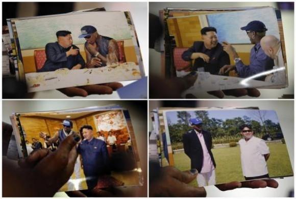 Dennis Rodman shows pictures he took with North Korean leader Kim Jong-un to the media, upon arrival at Beijing Capital International Airport, in this combination picture, September 7, 2013. REUTERS Dennis Rodman shows pictures he took with North Korean leader Kim Jong-un to the media, upon arrival at Beijing Capital International Airport, in this combination picture, September 7, 2013. REUTERS