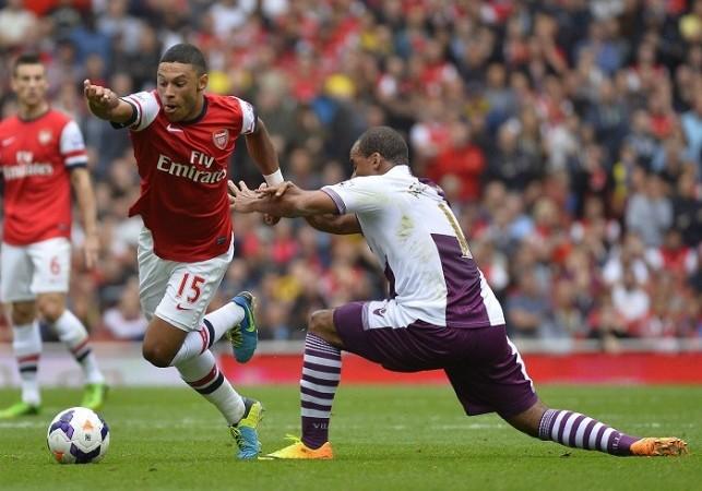 Alex Oxlade-Chamberlain could make his first appearance for Arsenal this season since that opening day loss to Aston Villa. Reuters Alex Oxlade-Chamberlain Aston Villa Agbonlahor Arsenal