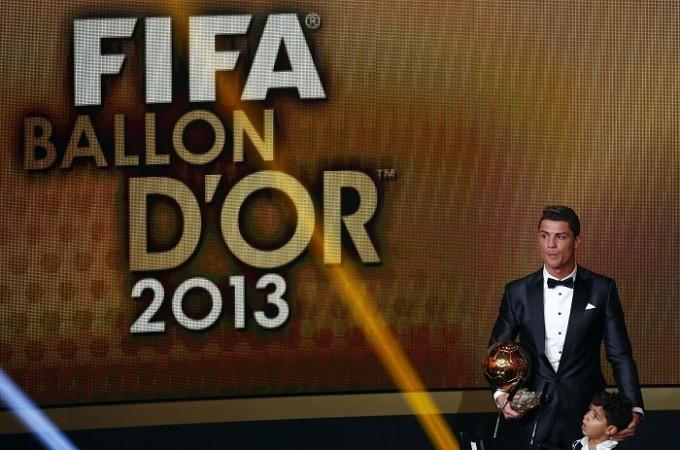 Cristiano Ronaldo with his son after receiving the FIFA Ballon d'Or trophy, January 13. Reuters Cristiano Ronaldo Ballon d'Or Son