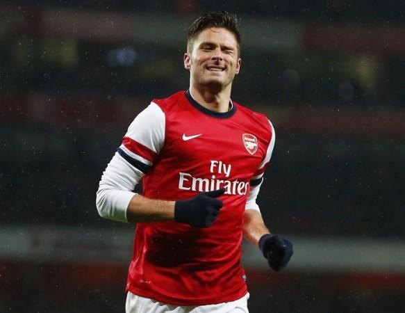 Arsenal striker Olivier Giroud celebrates after scoring against Coventry City in the FA Cup, 24 January. Reuters Olivier Giroud Arsenal