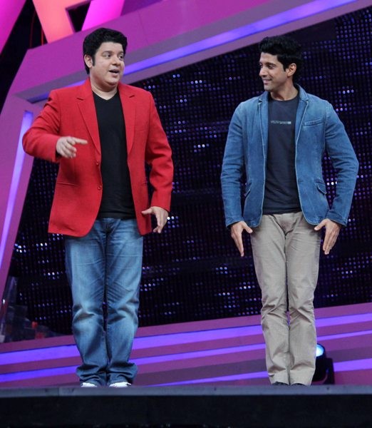 Farhan Akhtar & Sajid Khan on Nach Baliye Grand Finale Farhan Akhtar & Sajid Khan on Nach Baliye Grand Finale