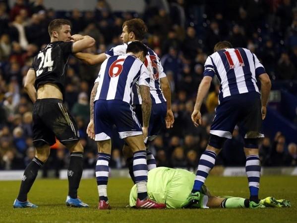 A bit of the handbags are brought out in the English Premier League game between Chelsea and West Brom, 11 February. Reuters West Brom Chelsea Cahill