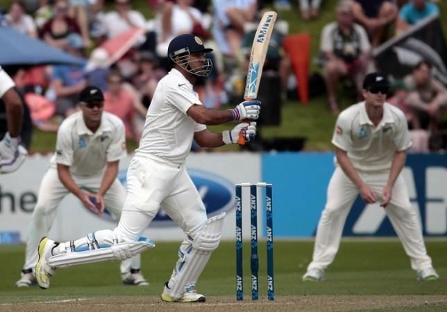 India skipper MS Dhoni plays a shot to the onside during the second day of the second Test against New Zealand, 15 February. Reuters MS Dhoni India New Zealand