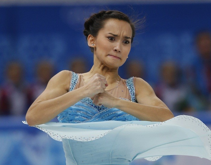 Norway's Anne Line Gjersem competes during the figure skating women's short program at the 2014 Sochi Winter Olympics, 9 February. It takes effort!