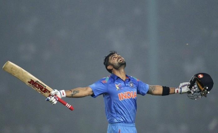 India captain Virat Kohli is over the moon after reaching his century against Bangladesh in their opening match of the Asia Cup 2014, 26 February. Reuters Virat Kohli India