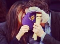 Mila Kunis and Ashton Kutcher share a public kiss