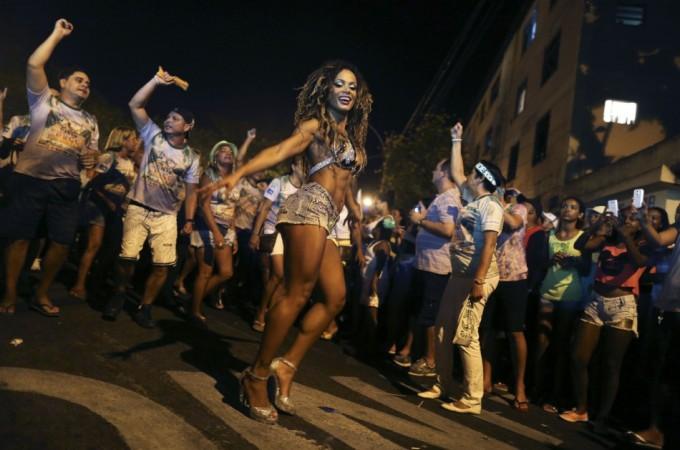A dancer performs during the rehearsal of the Mocidade Independente Samba school at Bangu neighborhood in Rio de Janeiro Rio Carnival 2014