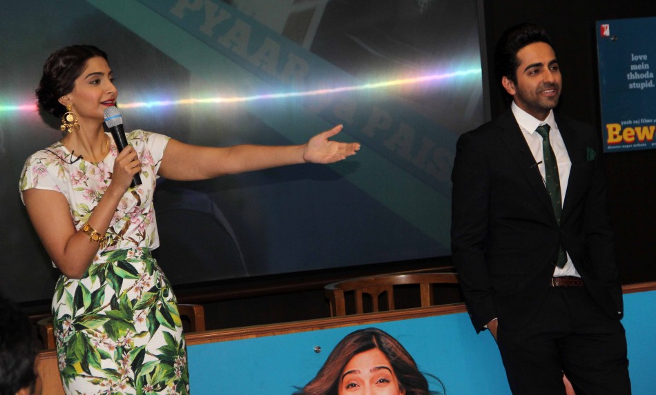 Sonam Kapoor and Ayushmann Khurrana at Press Conference of Bewakoofiyan Sonam Kapoor and Ayushmann Khurrana at Press Conference of Bewakoofiyan