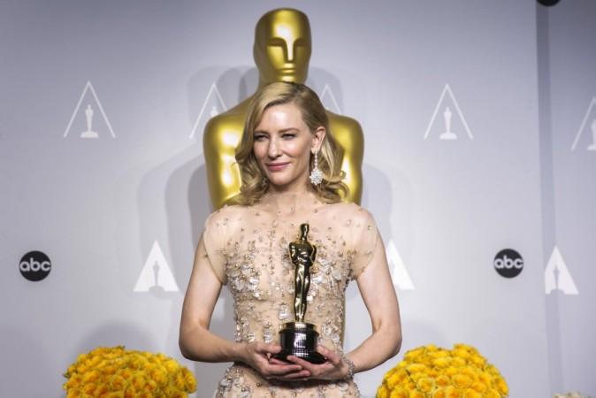 Cate Blanchett holds her Oscar for Best Actress for the film  Cate Blanchett holds her Oscar for Best Actress for the film