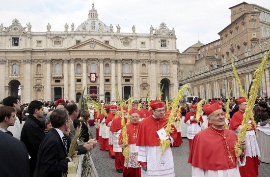 Cardinals arrive to attend the Palm Sunday mass in Saint Peter's Square at the Vatican - Reuters File