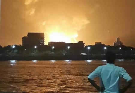 A man watches Indian Navy submarine INS Sindhurakshak on fire in Mumbai late August 13, 2013 (Representational picture) The INS Kolkata in which the gas leak took place on Friday is the lead ship of the Kolkata-class guided missile destroyers