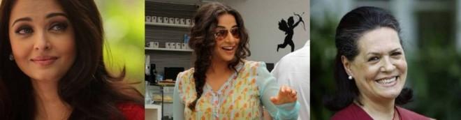 Aishwarya Rai Bachchan, Vidya Balan and Sonia Gandhi
