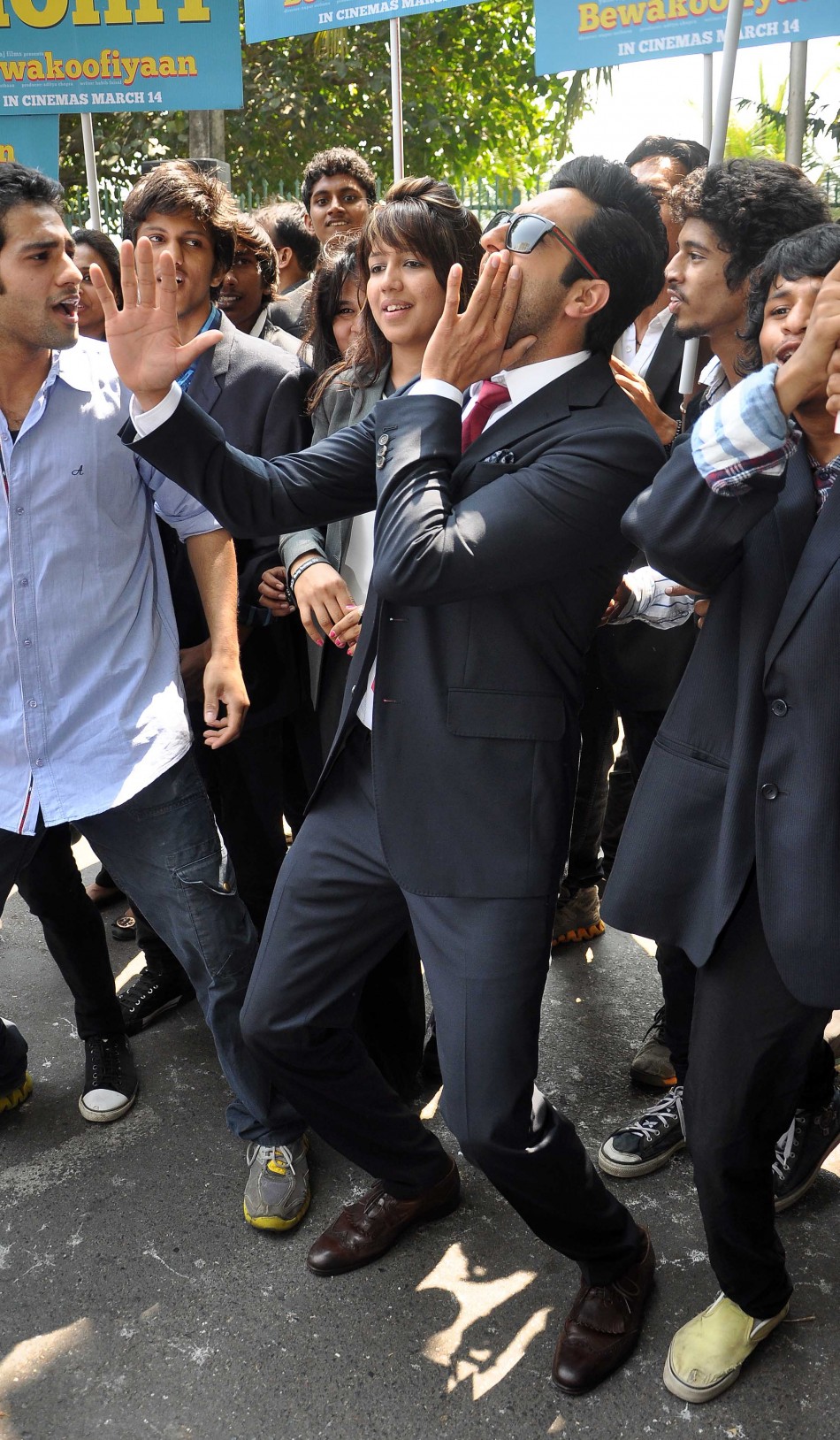 Ayushmann Khurrana promotes Bewakoofiyaan at Nariman Point, Mumbai.