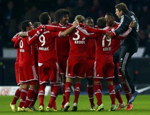 Bayern Munich players after clinching the Bundesliga title, 25 February. Reuters Bayern Munich