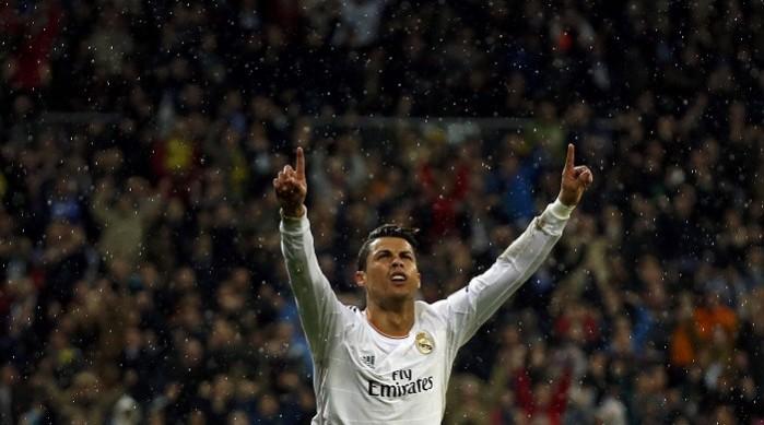 Real Madrid forward Cristiano Ronaldo celebrates after scoring against Borussia Dortmund, 2 April. Reuters Cristiano Ronaldo Real Madrid