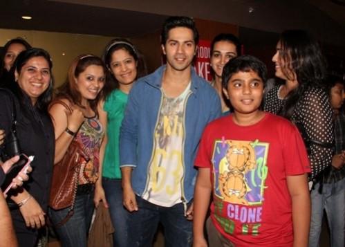 Varun Dhawan with his fans at PVR Juhu Varun Dhawan with his fans at PVR Juhu