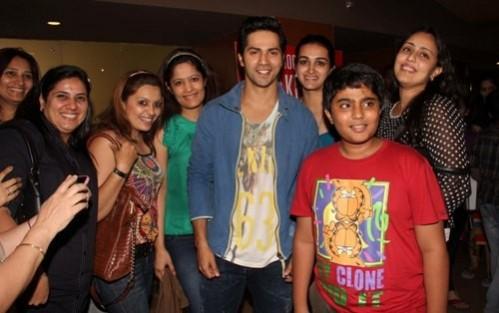 Varun Dhawan with his fans at PVR Juhu Varun Dhawan with his fans at PVR Juhu