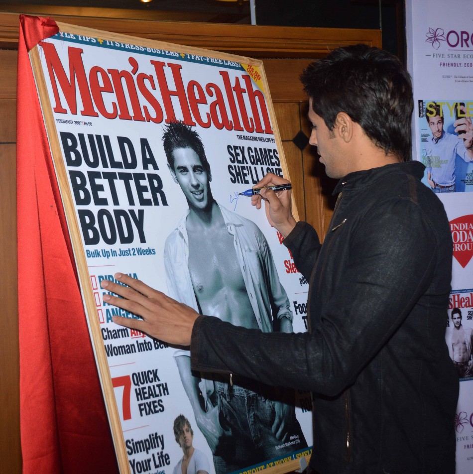 Bollywood actor Sidharth Malhotra, who features on the cover of the latest Men's Health Magazine, launched the issue on 14 April.