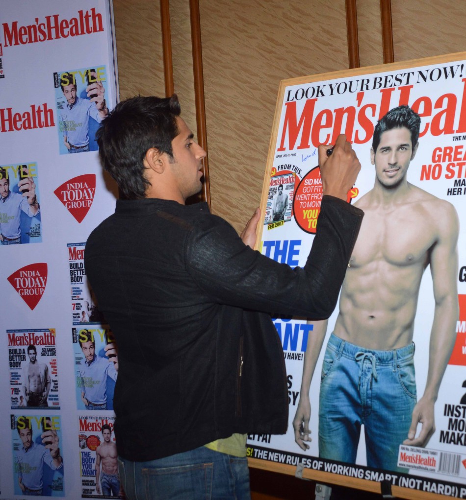 Bollywood actor Sidharth Malhotra, who features on the cover of the latest Men's Health Magazine, launched the issue on 14 April.