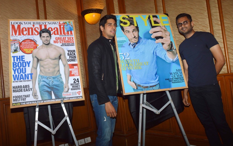 Bollywood actor Sidharth Malhotra, who features on the cover of the latest Men's Health Magazine, launched the issue on 14 April.