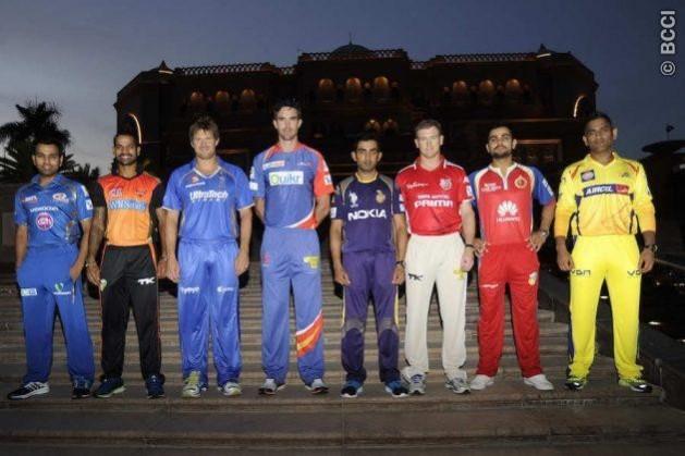 The captains of the eight teams at the opening of the tournament. Photo: BCCI IPL 2014 Opening Ceremony