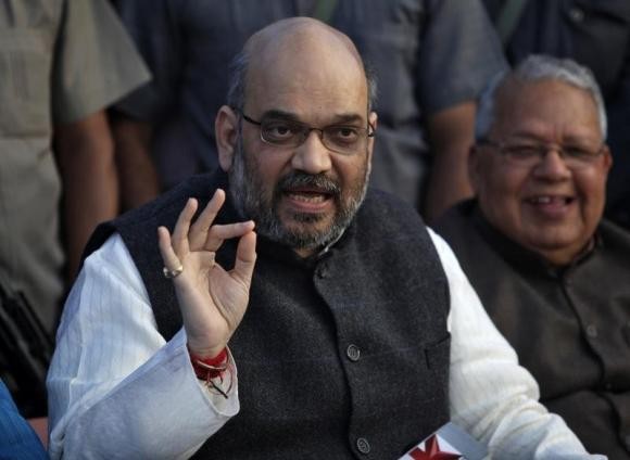 Amit Shah, a leader of Bharatiya Janata Party (BJP), speaks during a news conference in Lucknow March 1, 2014. P