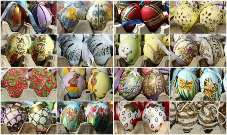 Easter 2014 quotes, sayings, prayers and blessings: A combination of photographs shows handmade Easter eggs at an Easter market in Vienna (Photo: Reuters)