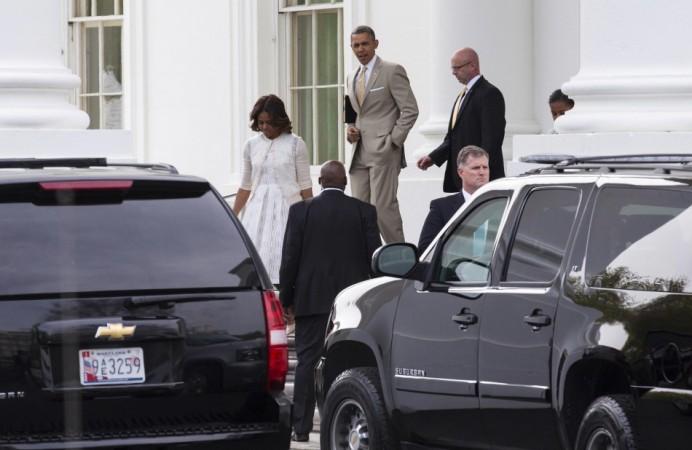 Easter Monday 2014: U.S. President Barack Obama and his family depart for Easter Services from the White House in Washington (Photo: Reuters)