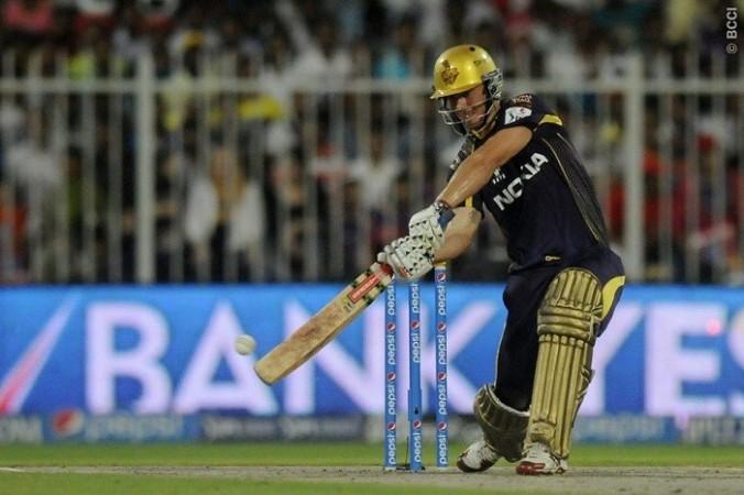 KKR batsman Chris Lynn plays a shot through the offside against RCB in their IPL 2014 game, 24 April. Pal Pillai/IPL/SPORTZPICS Chris Lynn KKR