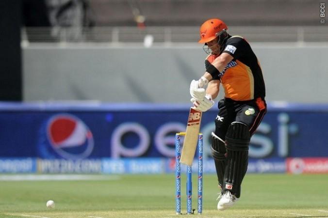 Sunrisers Hyderabad opener AAron Finch plays a shot through the offside in the IPL 2014 match against the Delhi Daredevils, 25 April. Pal Pillai/IPL/SPORTZPICS Aaron Finch Sunrisers Hyderabad